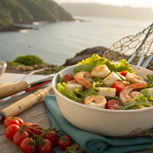 The Ultimate Guide to Seafood Salad 4 Fresh seafood salad with shrimp, scallops, and mixed greens