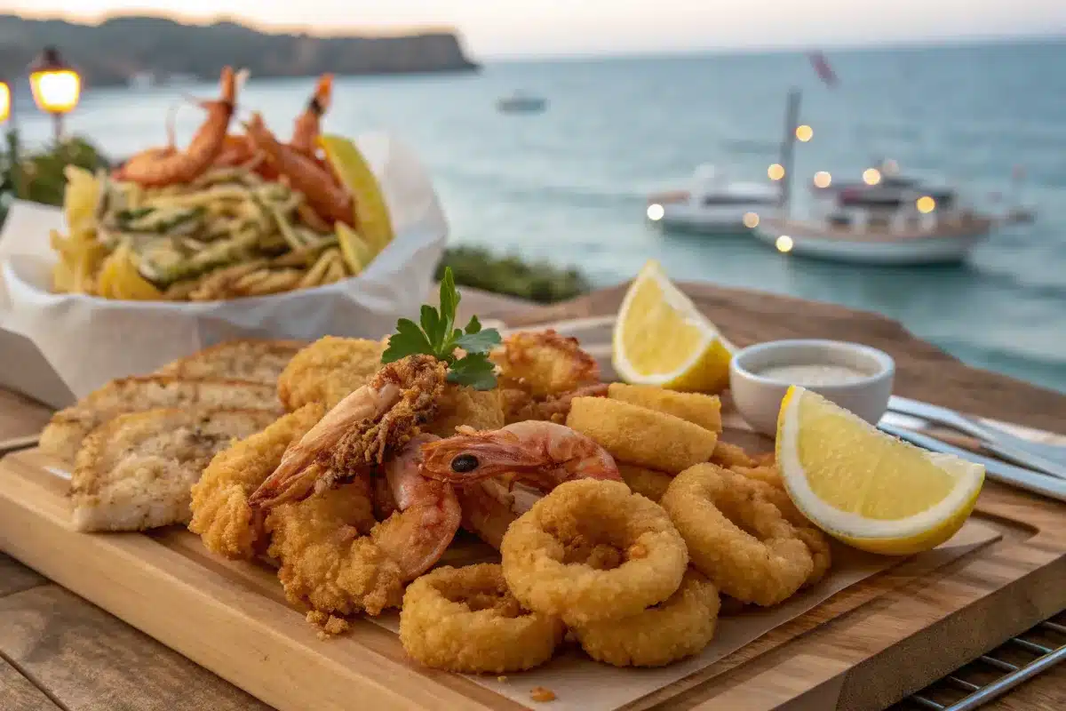 Best fried seafood delights platter with fresh catches