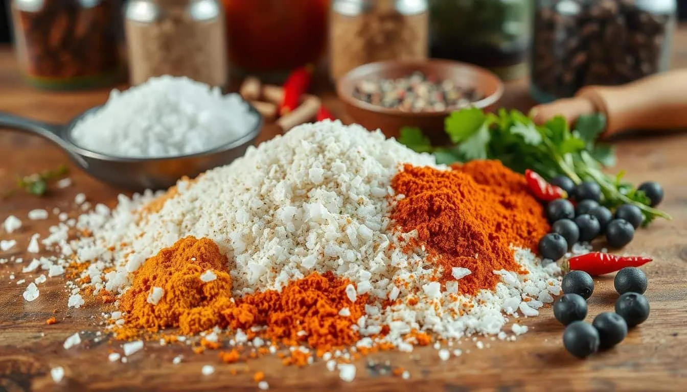 Ingredients for homemade chicken salt seasoning.