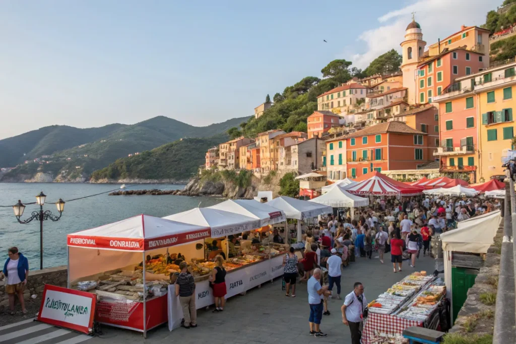 Eat fresh coastal food 4 People enjoying fresh coastal food at a vibrant seafood festival
