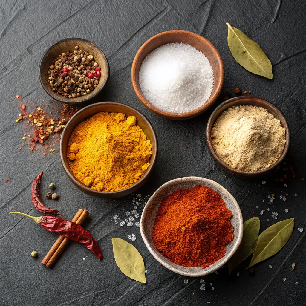Chicken Salt: The Ultimate Seasoning for Easy Everyday Flavor 6 Chicken salt ingredients including turmeric, garlic powder, onion powder, and sea salt