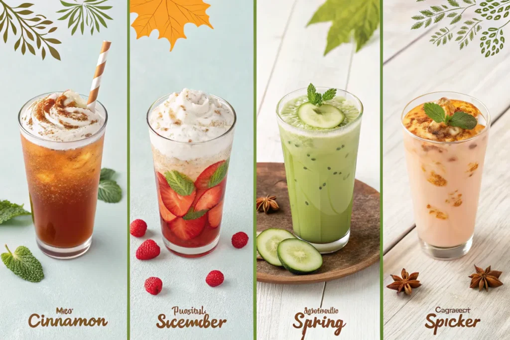 Mint Cream Drink: A Comprehensive Guide to History, Uses, and Signature Cocktails 4 Four seasonal mint cream drink variations displayed in separate panels.