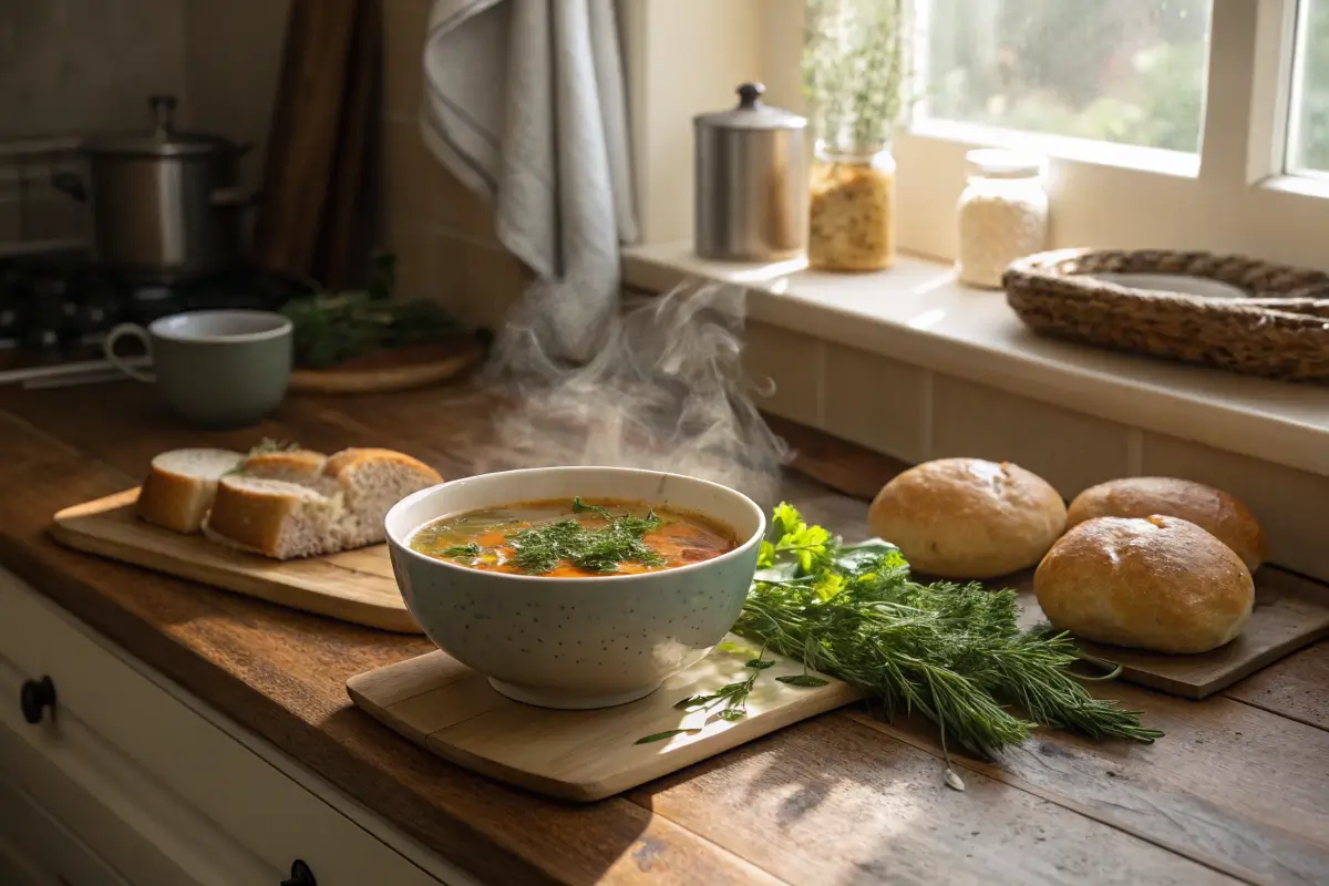 Bear Creek Soup served with fresh ingredients.