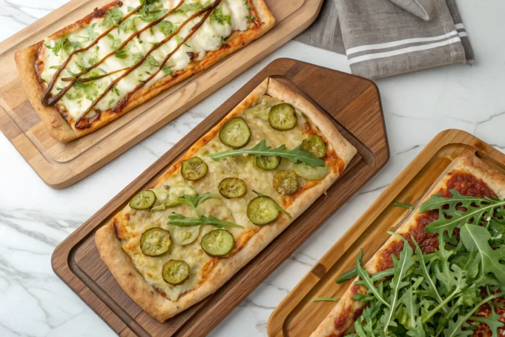 Pickle Pie Pizza: A Tangy Twist on Classic Pizza You’ll Love 2 Freshly baked pickle pie pizza in an oven with bubbling cheese.
