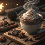 The Ultimate Guide to Spiced Hot Chocolate 9 Cozy cup of spiced hot chocolate with cinnamon and whipped cream.