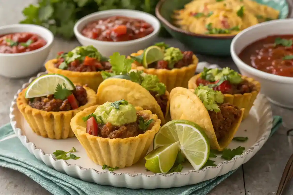 taco themed cupcakes displayed for party