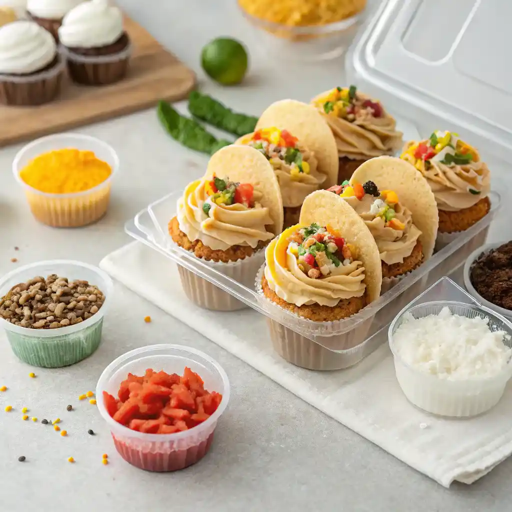 Taco Themed Cupcakes Recipe That’s Fun and Easy to Make 11 storing taco themed cupcakes with toppings and ingredient swaps