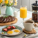 Classic Steak and Eggs Recipe: Quick, Hearty, and Delicious 7 Beverage pairings with steak and eggs including black tea, French press coffee, orange juice, and a mimosa.