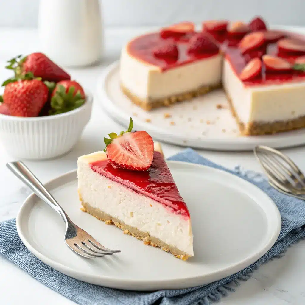 Protein Cheesecake No Bake: Creamy, Easy, High-Protein Dessert 9 Slice of protein cheesecake no bake