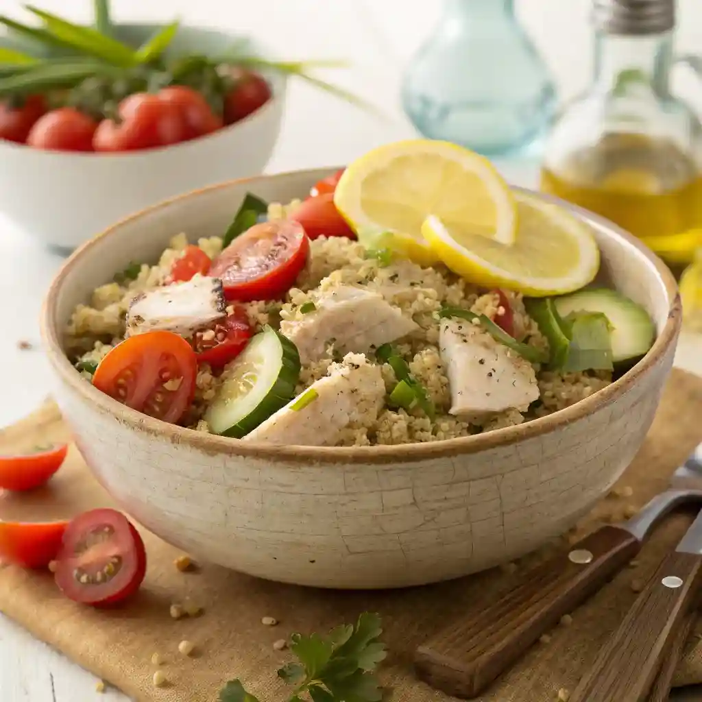 Quinoa with Chicken Salad: A Fresh, Easy Recipe You’ll Crave 8 quinoa chicken salad ingredients flat lay