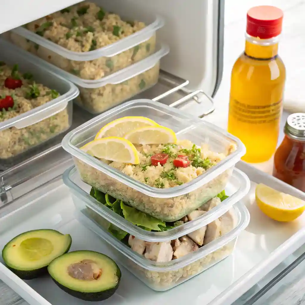 quinoa-chicken-salad-meal-prep-containers.jpg quinoa chicken salad in meal prep containers