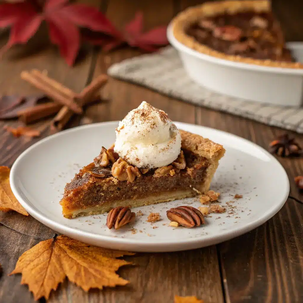 Thanksgiving Desserts Everyone Will Love: Easy, Sweet, Crowd-Pleasing Ideas 9 Served pecan pie slice with whipped cream