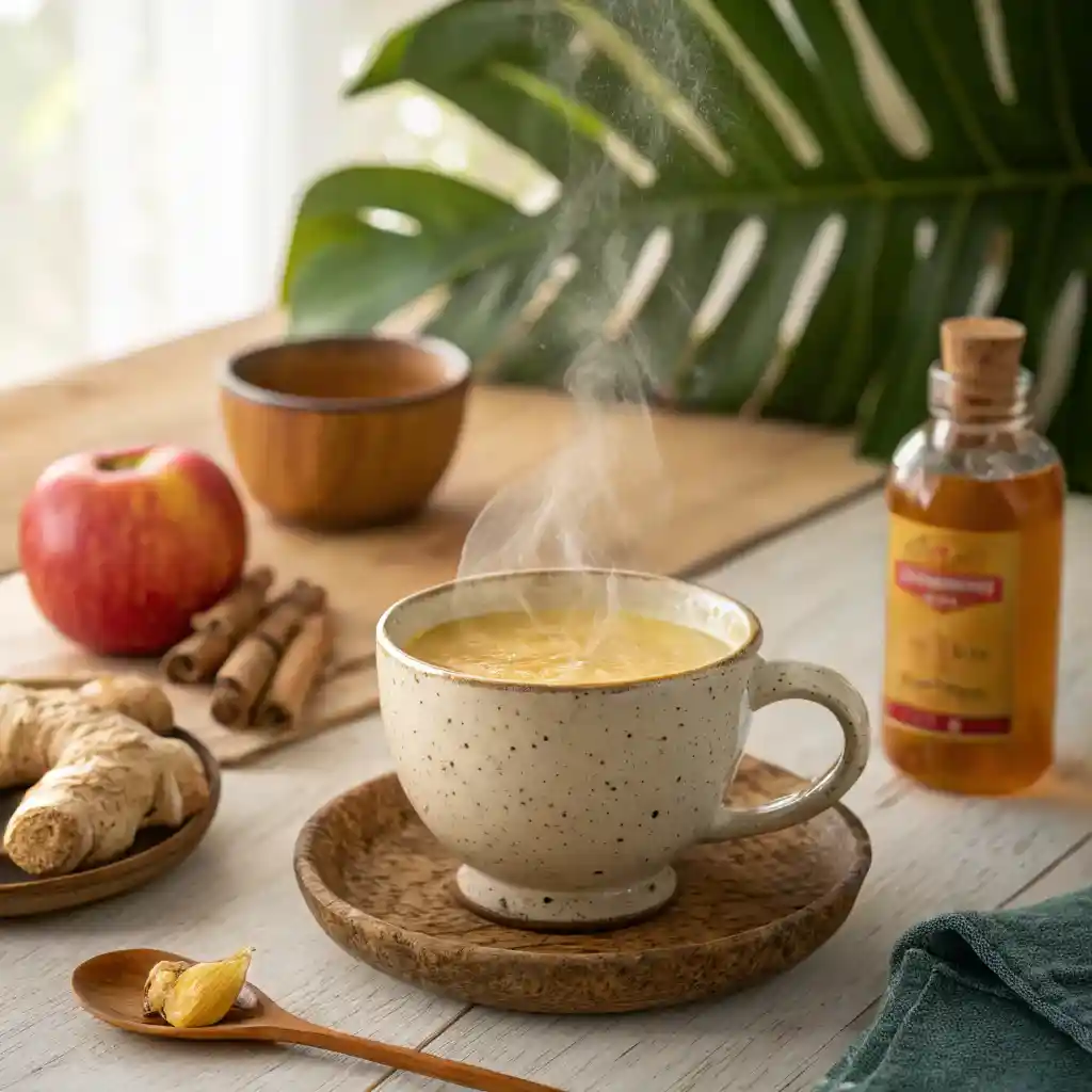 Brazilian Mounjaro Recipe wellness drink in rustic ceramic mug