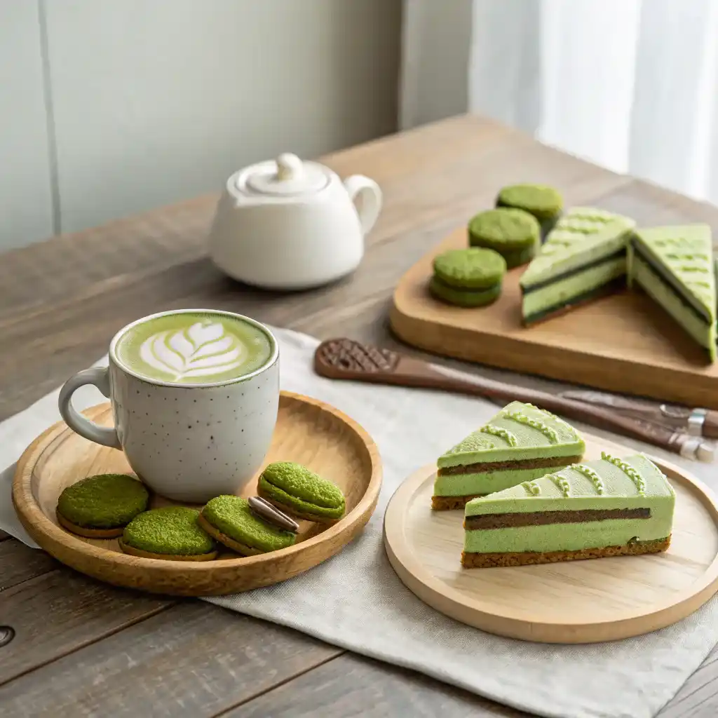 Matcha tea in rustic cup