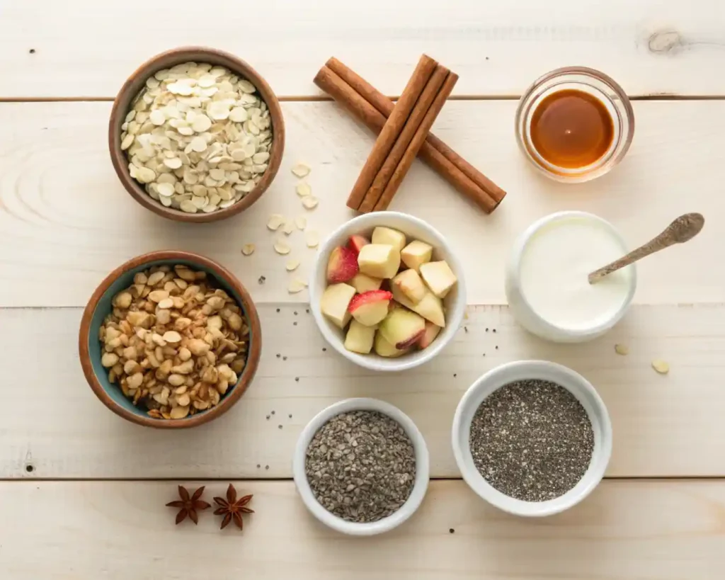 Apple Cinnamon Overnight Oats Your Ultimate Guide to a Nourishing Start 3 Apple Cinnamon Overnight Oats ingredients laid out