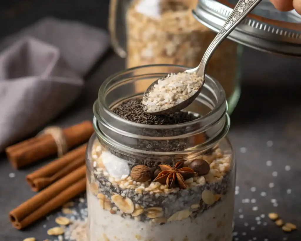 Apple Cinnamon Overnight Oats Your Ultimate Guide to a Nourishing Start 4 Mixing oats and spices for overnight oats