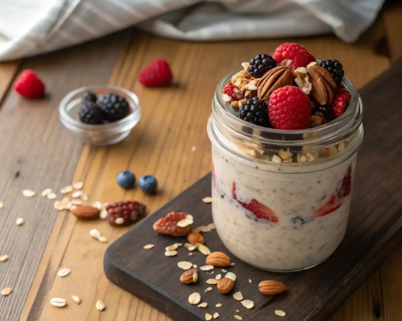 overnight oats recipe with berries and nuts