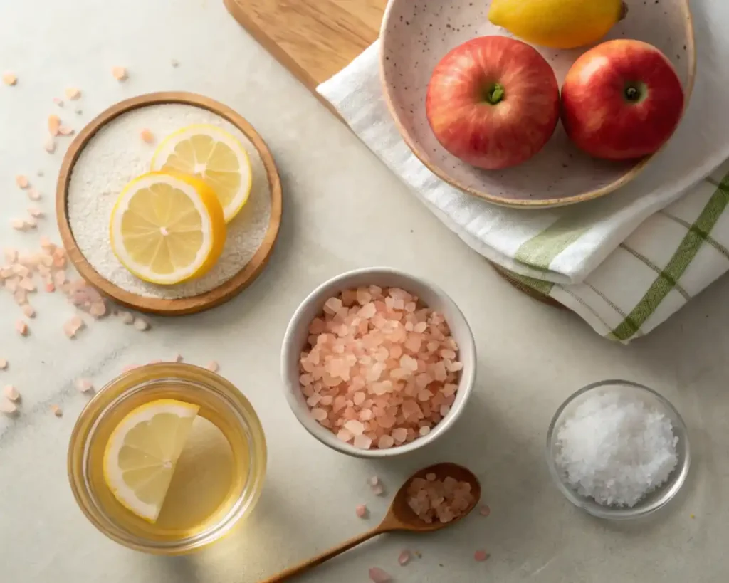 Pink Salt Weight Loss Recipe: A Real Habit That Actually Works 3 Ingredients for pink salt weight loss recipe including lemon and apple cider vinegar