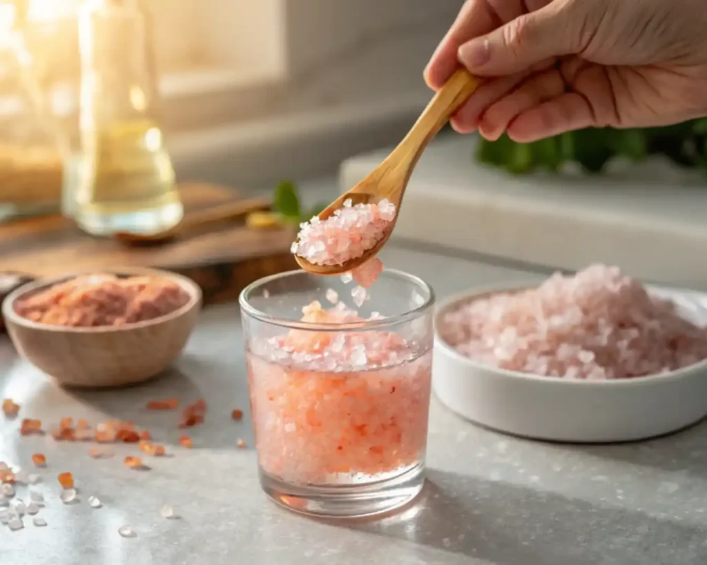 Pink Salt Weight Loss Recipe: A Real Habit That Actually Works 5 Stirring Himalayan pink salt into water for weight loss recipe