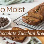 Best Moist Chocolate Zucchini Bread loaf with chocolate chips and zucchini