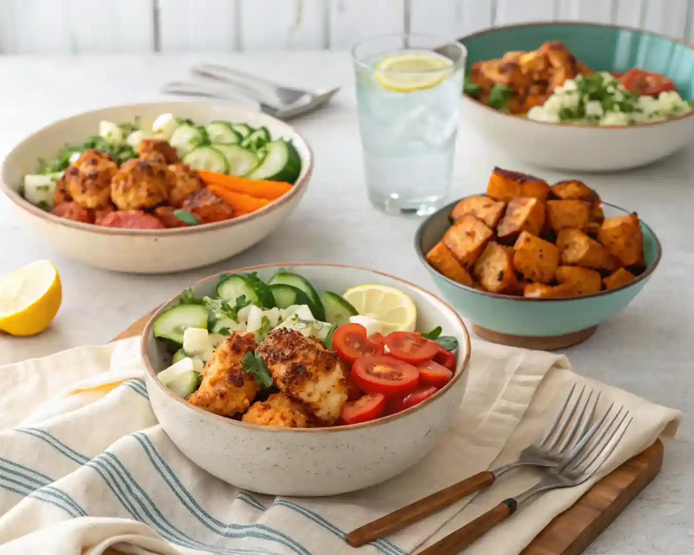 Buffalo Cauliflower & Grilled Chicken Bowl recipe card image