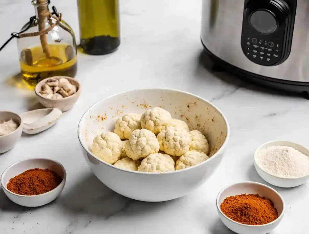 Preparing Air Fryer Buffalo Cauliflower Batter