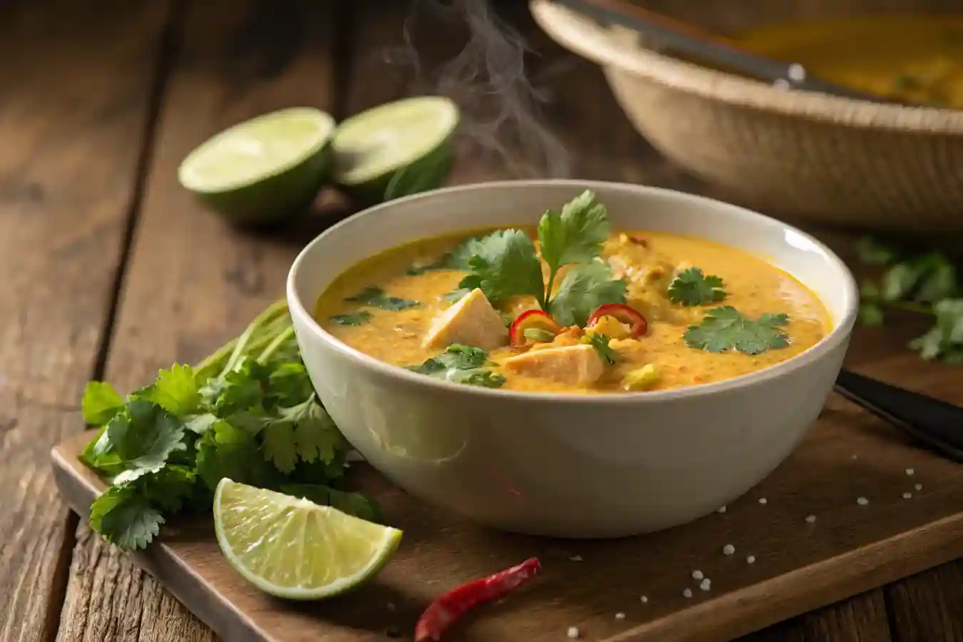 Curry Soup Recipe: 5 Irresistible Variations & Comforting Flavor 2 Overhead view of curry soup in a white bowl with noodles and vegetables