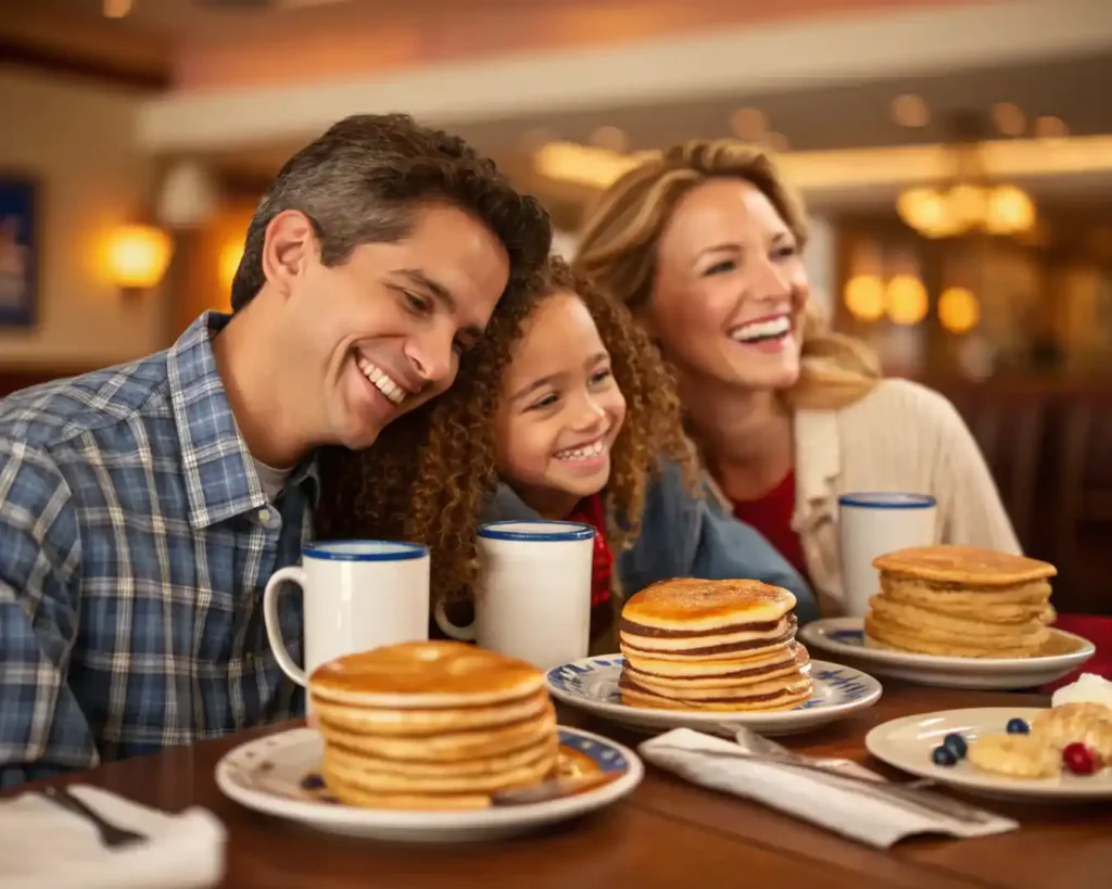 IHOP National Pancake Day 2025: Free Pancakes, Dates, and What to Expect 3 Family enjoying free pancakes on IHOP National Pancake Day 2025