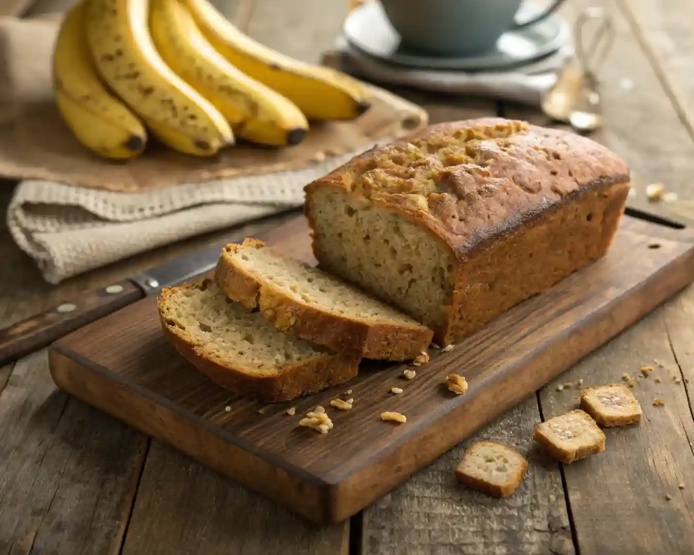 healthy banana bread loaf sliced