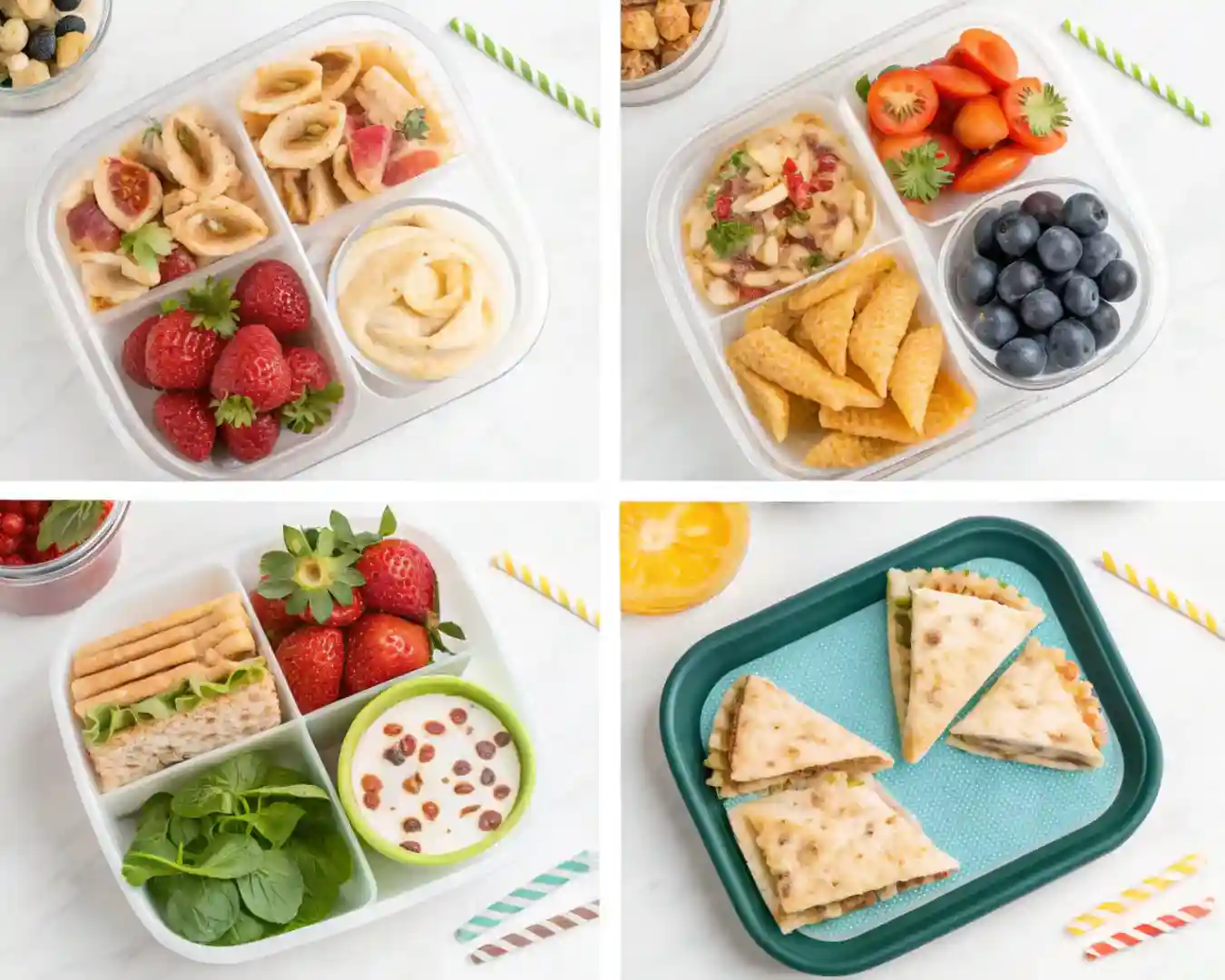 Fun School Lunches Without Sandwiches: 25 Kid‑Friendly Ideas 2 four fun non-sandwich school lunch ideas for kids in a bright image card layout