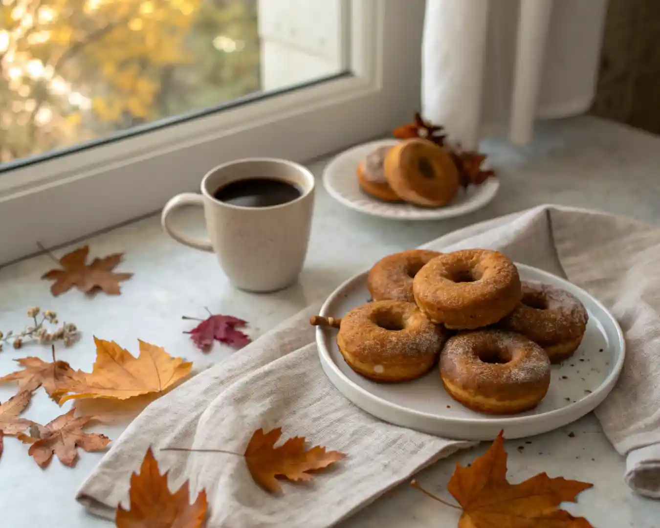 Pumpkin Spice Donuts with Orange Glaze 2 Hand dipping a baked donut into a bowl of bright orange citrus glaze with zest visible..