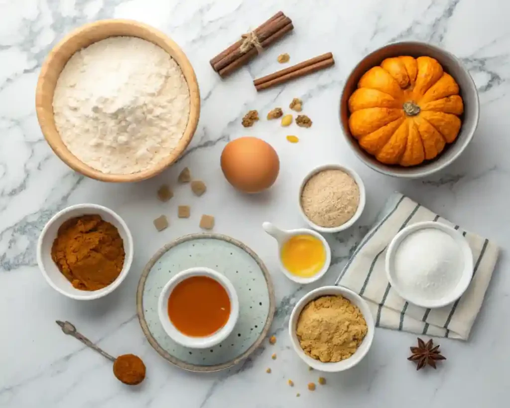 Healthy Greek Yogurt Pumpkin Muffins 3 : Ingredients for Healthy Greek Yogurt Pumpkin Muffins on marble