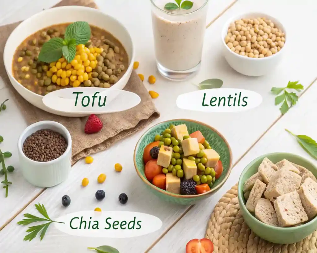 Vegan breakfast burritos filled with tofu, beans, and brown rice