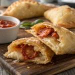 a close up shot of a golden crispy pizza puff wit 150x150 2