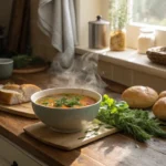 a cozy kitchen setup with a steaming bowl of bear 150x150 2
