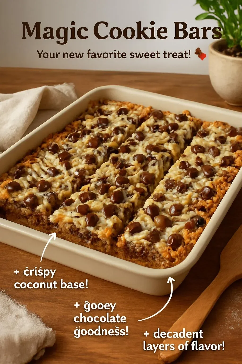 Delicious Magic Cookie Bars with chocolate and coconut layers