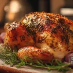 Deliciously roasted turkey served with herbs and spices