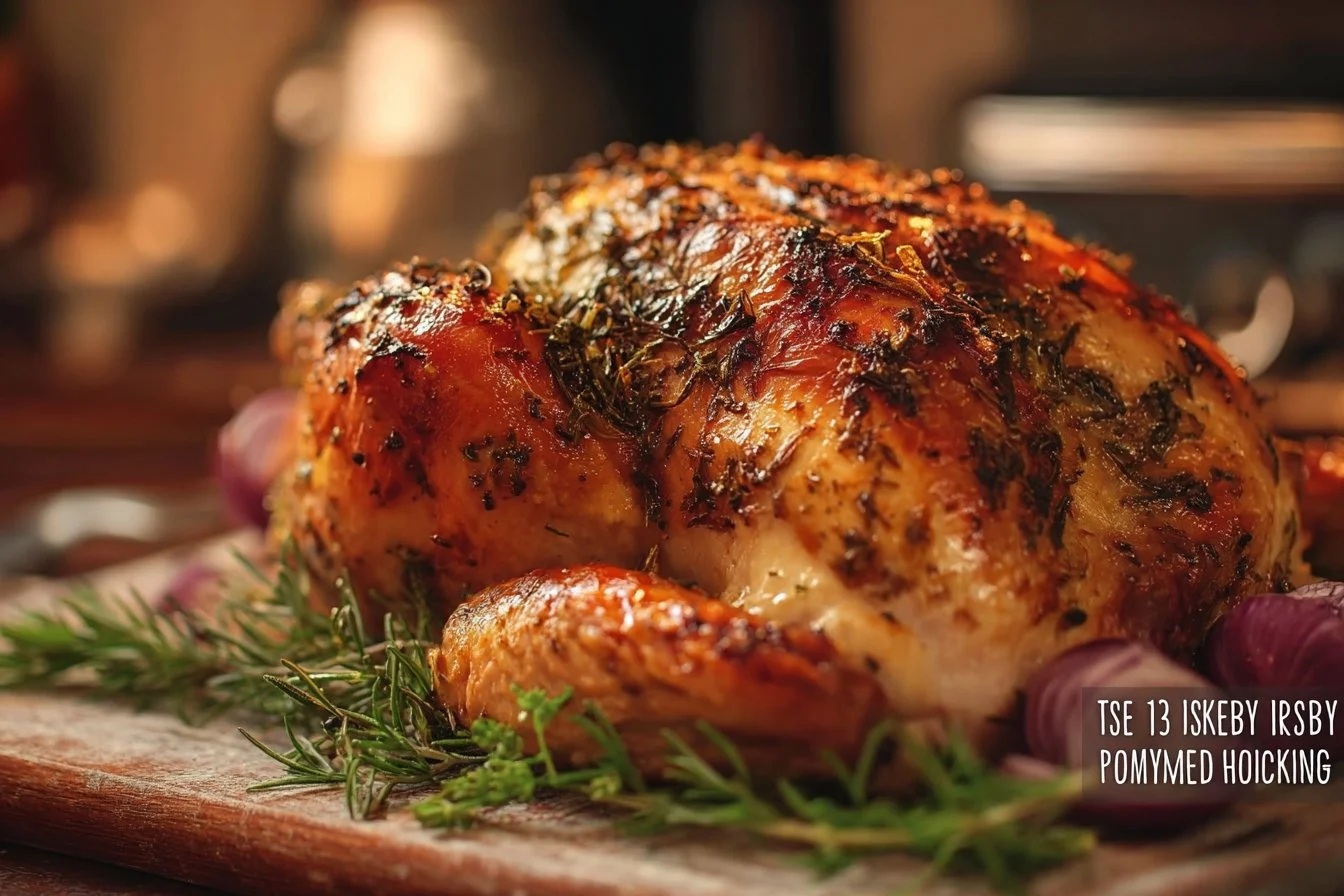 Deliciously roasted turkey served with herbs and spices