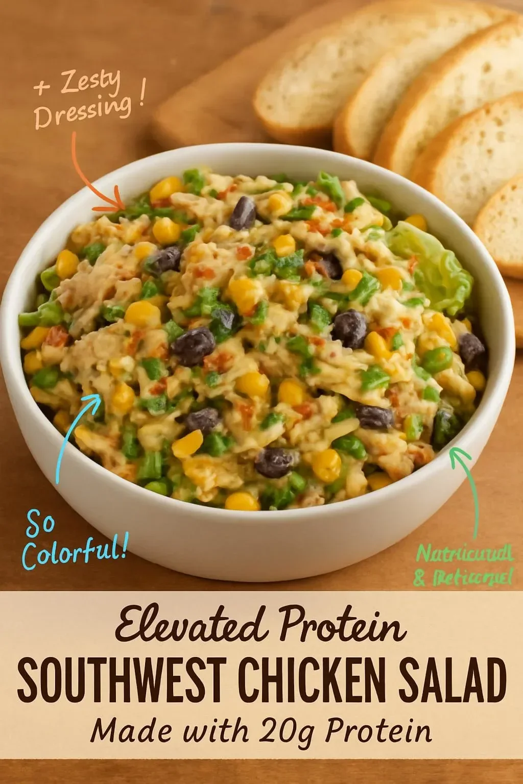 Southwest Chicken Salad with grilled chicken, black beans, corn, and fresh veggies
