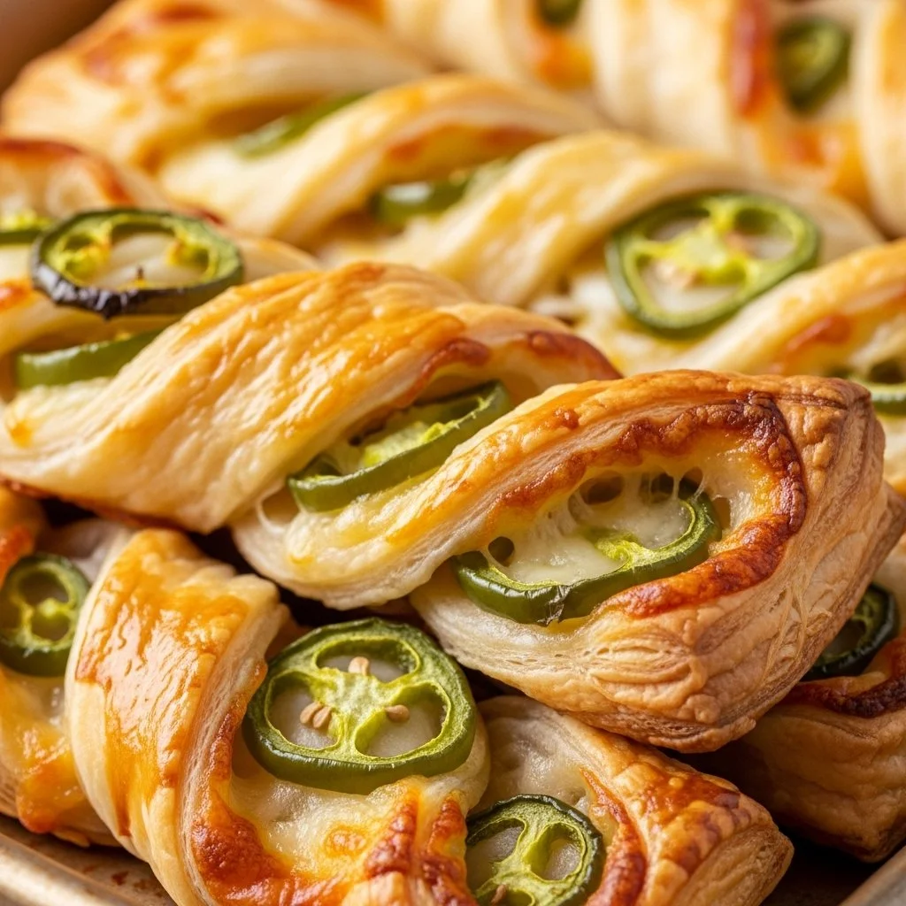 Spicy jalapeno popper twists with cheese and crispy exterior