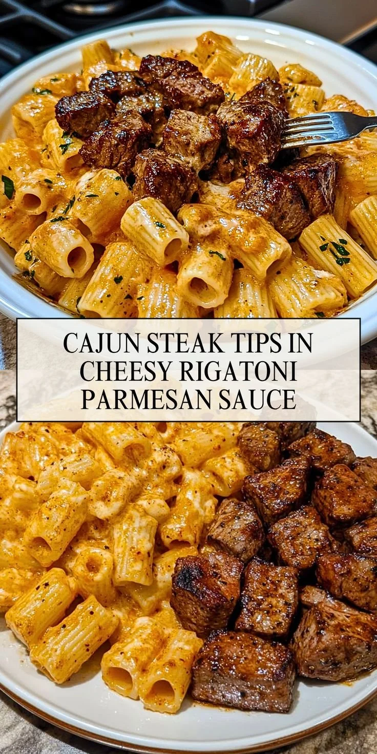 Cajun Steak Tips with Creamy Parmesan Rigatoni 2 Cajun Steak Tips with Creamy Parmesan Rigatoni
