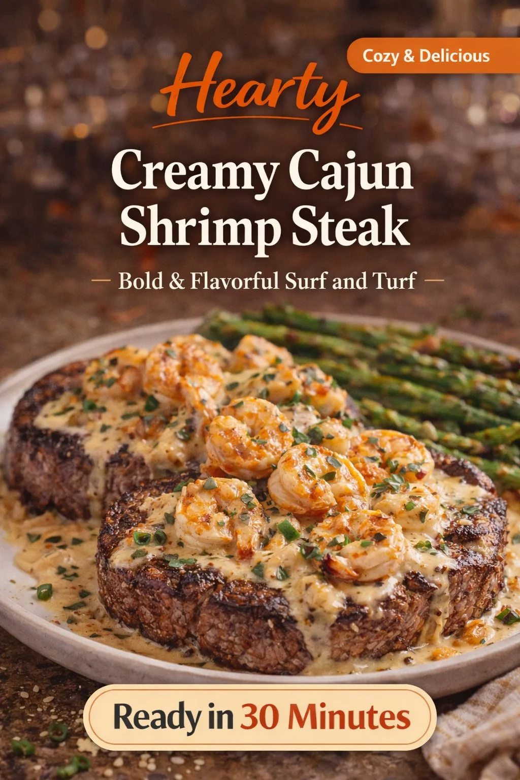 Creamy Cajun Shrimp Steak
