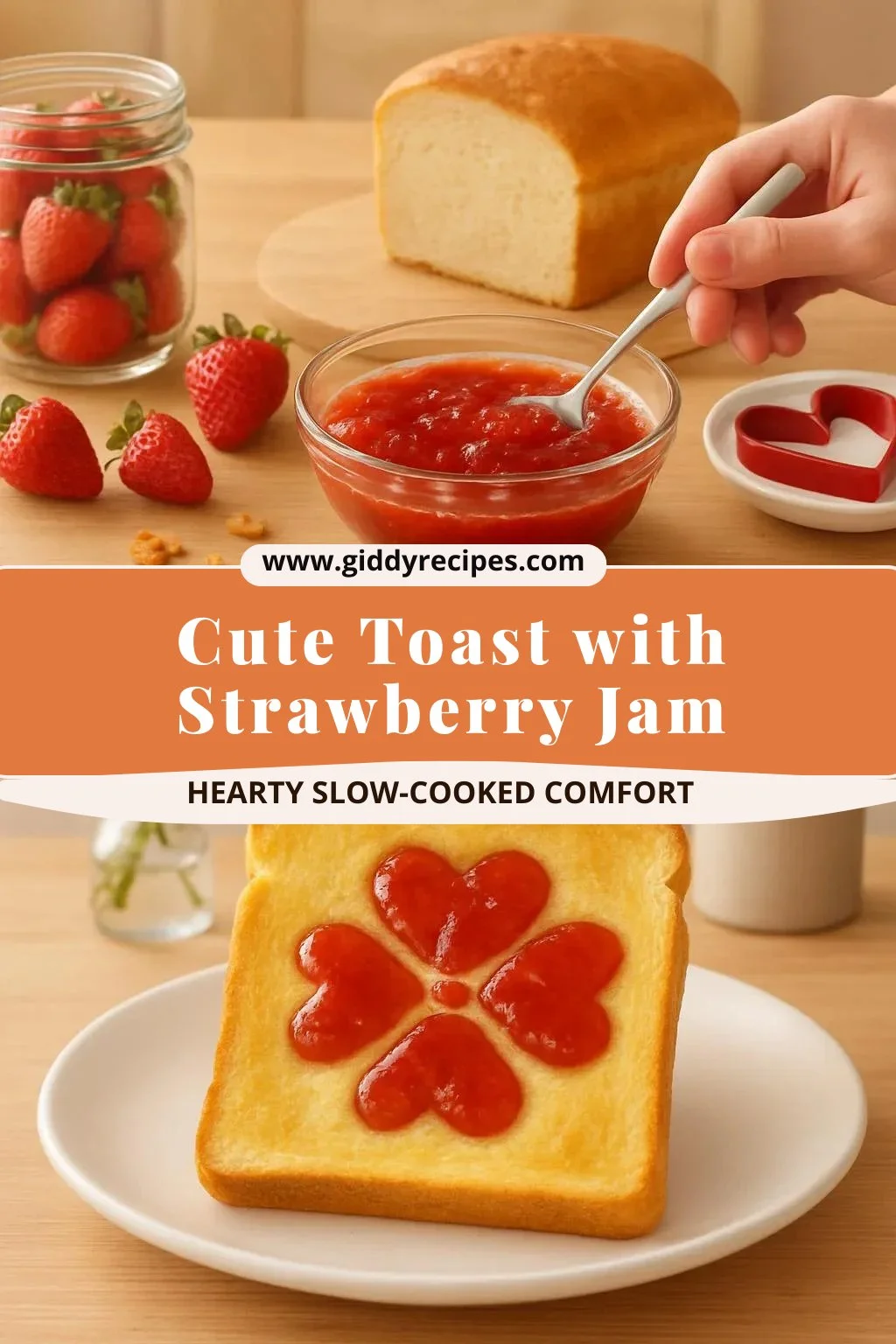 Cute Toast with Strawberry Jam