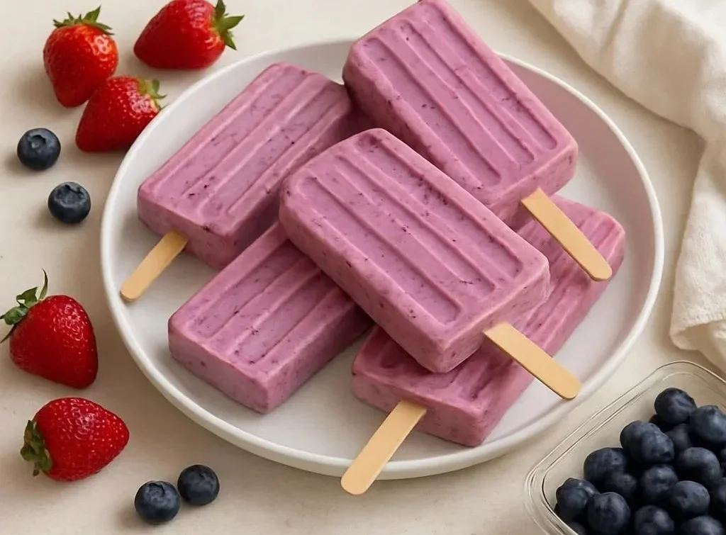Homemade 3-ingredient Greek yogurt popsicles in colorful molds