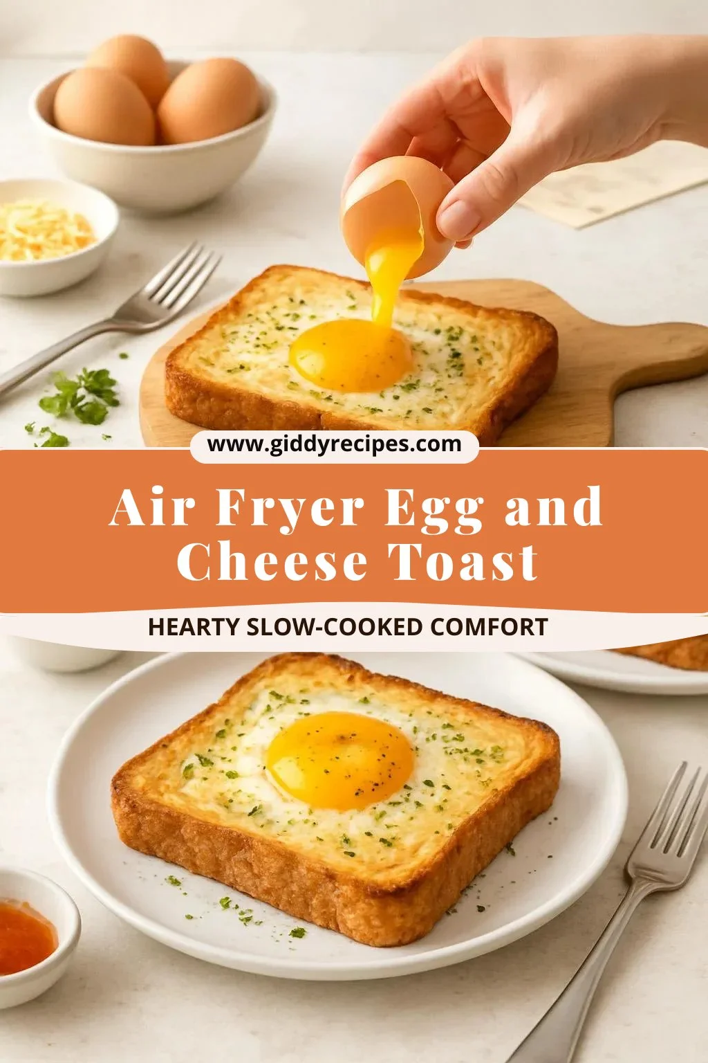 Delicious air fryer egg and cheese toast served on a plate