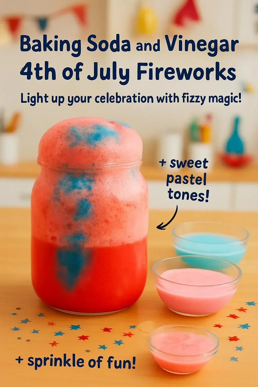 DIY 4th of July fireworks with baking soda and vinegar experiment.