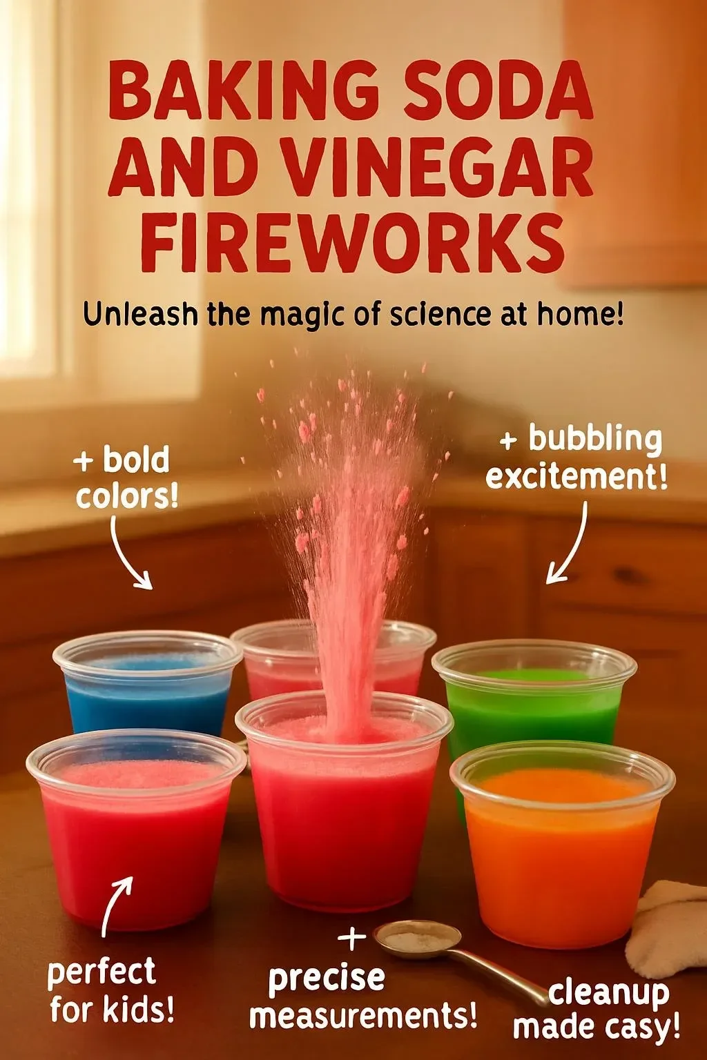 Baking Soda and Vinegar Fireworks experiment in action.