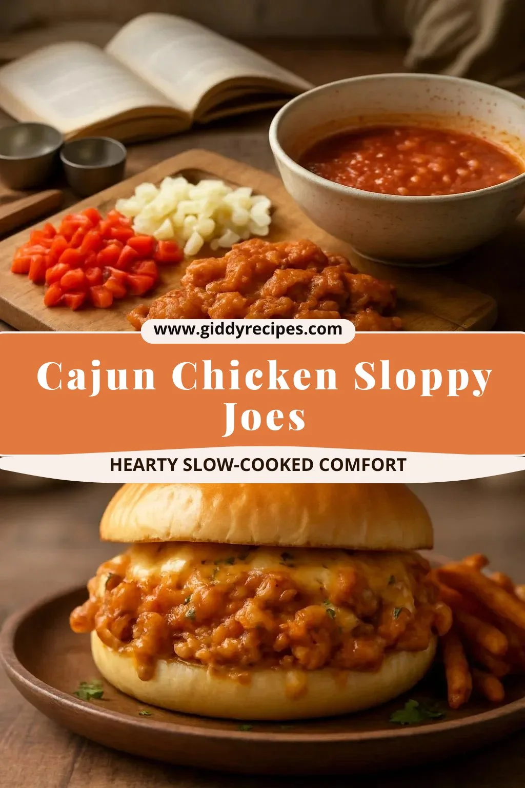 Cajun Chicken Sloppy Joes served with toppings on a plate
