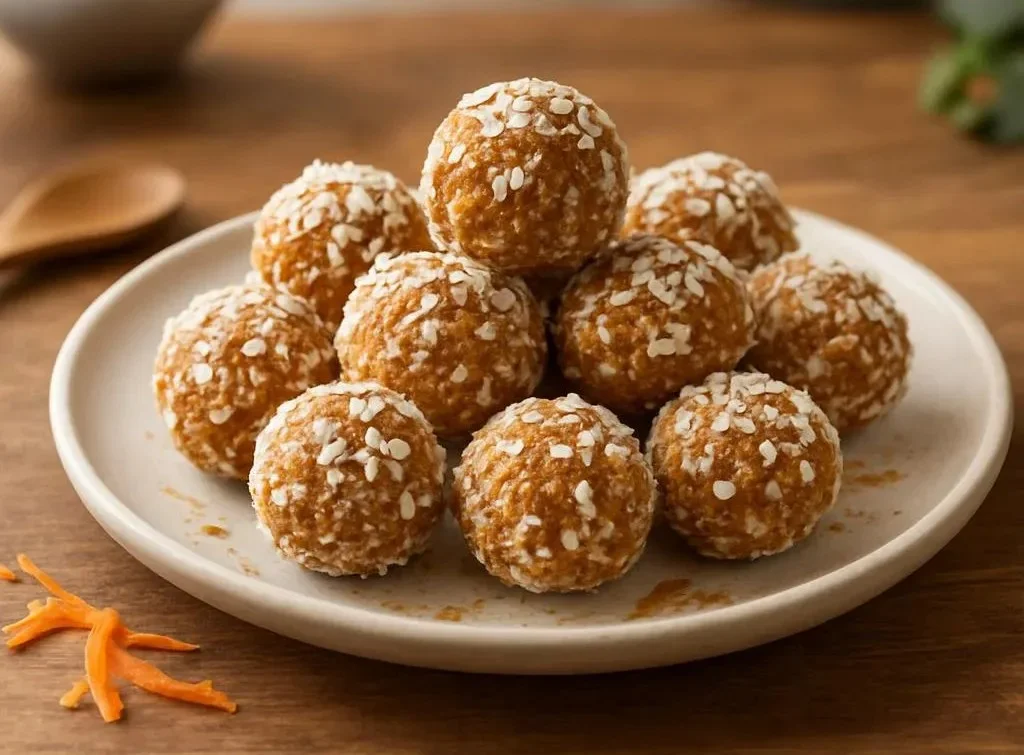 Carrot Cake Energy Balls 4 Healthy carrot cake energy balls made with wholesome ingredients.