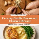 Creamy Garlic Parmesan Chicken Breast dish garnished with parsley
